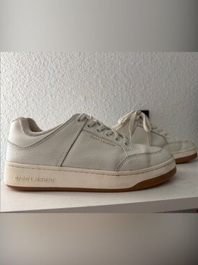 Saint Laurent Cream Leather Sneakers with Gum Sole